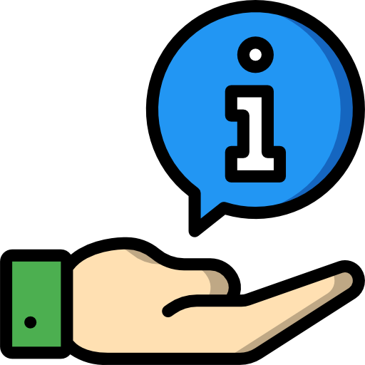 Eine Hand die ein Informationssymbol hält.