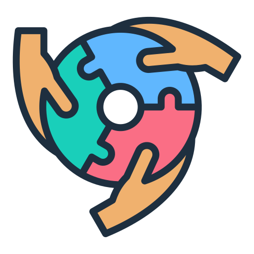 Hände, die eine eine Globus aus Puzzleteilen zusammenhalten.